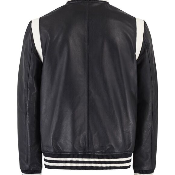 Black Leather Bomber Jacket - Picture 4 of 4